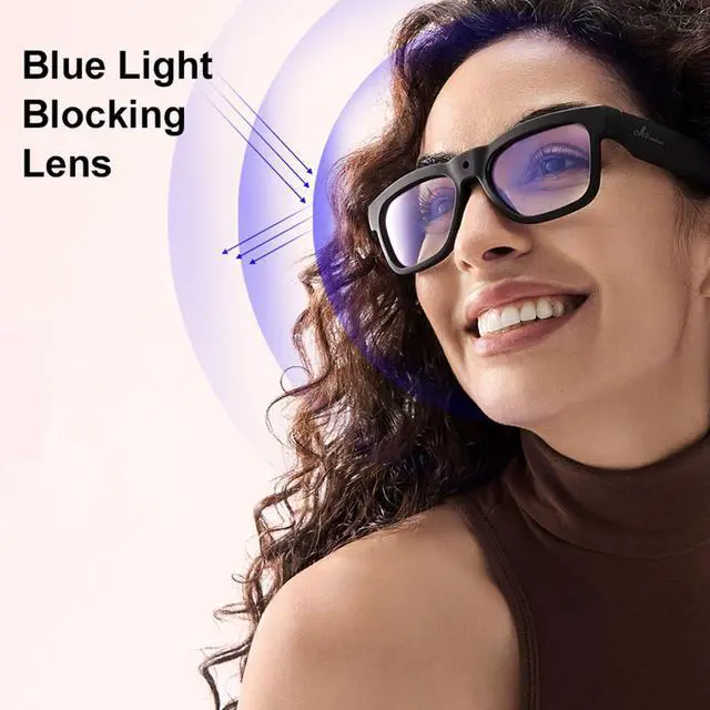 Alt view image 2 of 7 - Smart Glasses with 4K Camera 64GB, Bluetooth Speaker, Blue Light Blocking, Unisex Adult, Square, TR90 Frame, Polarized