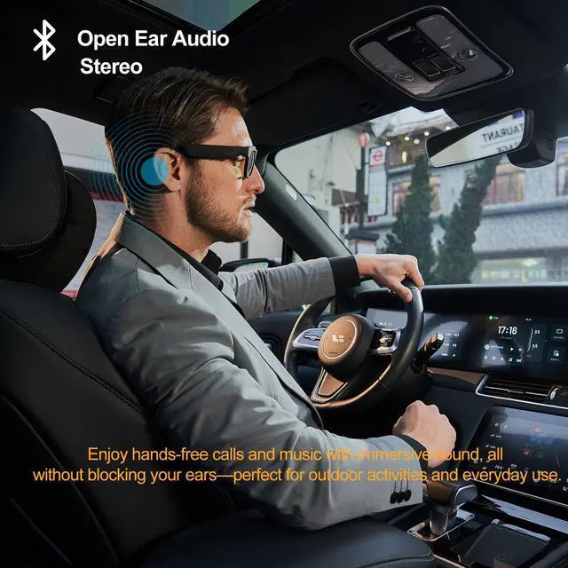 Alt view image 4 of 7 - Smart Glasses with 4K Camera 64GB, Bluetooth Speaker, Blue Light Blocking, Unisex Adult, Square, TR90 Frame, Polarized