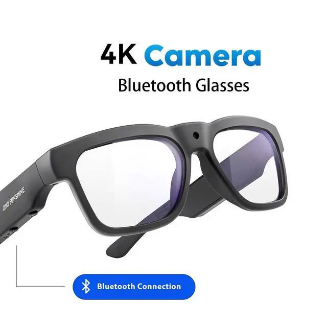 Alt view image 5 of 7 - Smart Glasses with 4K Camera 64GB, Bluetooth Speaker, Blue Light Blocking, Unisex Adult, Square, TR90 Frame, Polarized