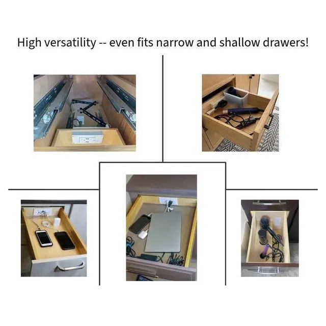 Alt view image 6 of 7 - Compact (2) USB-A (2) 15 Amp in-Drawer Docking Station Outlet Plugs with Retractable Arm