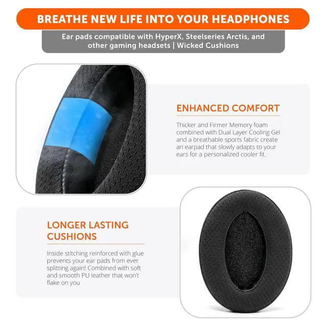 Alt view image 4 of 7 - Freeze Cooling Gel Earpads - Compatible with HyperX Cloud, Steelseries Arctis, ATH M50X, G Pro X & More - Major Comfort Upgrade & Cooler for Longer | Black
