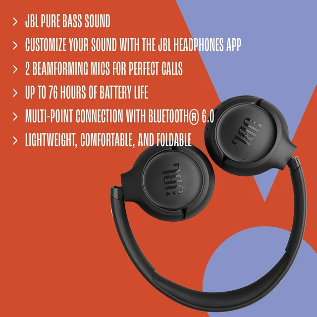 Alt view image 6 of 7 - Tune 530BT - On-Ear Bluetooth Headphones - White Pure Bass Sound, Customize your sound with the Headphones App, 2 beamforming mics for perfect calls