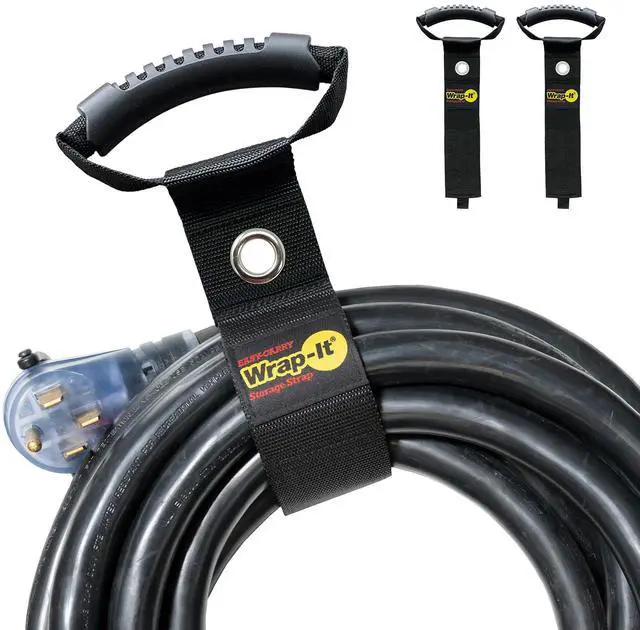Main image of Easy-Carry Straps - 22" (2-Pack) Black | Extension Cord Holder Organizer with Grommet for Garden Hose Storage Cord Straps