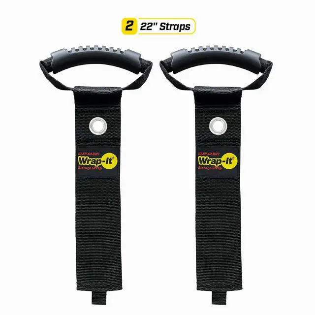 Alt view image 3 of 7 - Easy-Carry Straps - 22" (2-Pack) Black | Extension Cord Holder Organizer with Grommet for Garden Hose Storage Cord Straps
