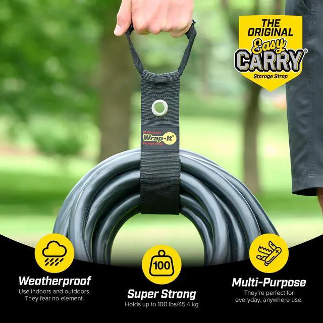 Alt view image 2 of 7 - Easy-Carry Straps - 22" (2-Pack) Black | Extension Cord Holder Organizer with Grommet for Garden Hose Storage Cord Straps