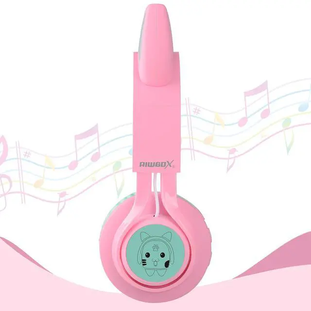 Alt view image 7 of 7 - CT-7 Cat Ear Kids Bluetooth Headphones, LED Light Up Bluetooth Wireless Over Ear Headphones with Microphone and Volume Control for Travel/School/Smartphones/Laptop/PC/TV (Pink&Green)