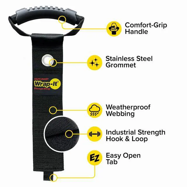 Alt view image 5 of 7 - Easy-Carry Straps - 22" (2-Pack) Black | Extension Cord Holder Organizer with Grommet for Garden Hose Storage Cord Straps
