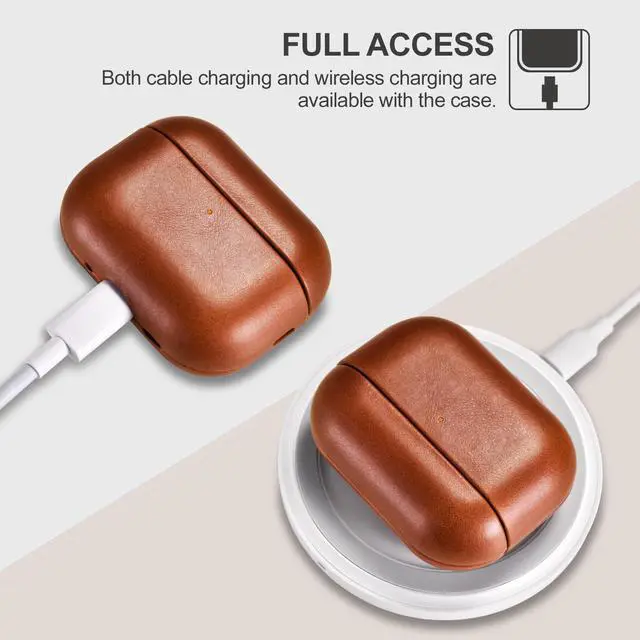 Alt view image 5 of 6 - AirPod Pro 3 Leather Case, Handmade Vintage Protective Cover (Brown) | 100% Geniune Leather Case, Handmade Top Grade Vintage Cover, Shockproof Protective Cover Support Wireless Charging