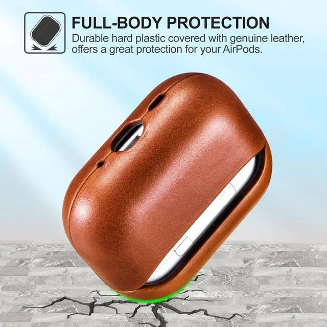 Alt view image 6 of 6 - AirPod Pro 3 Leather Case, Handmade Vintage Protective Cover (Brown) | 100% Geniune Leather Case, Handmade Top Grade Vintage Cover, Shockproof Protective Cover Support Wireless Charging