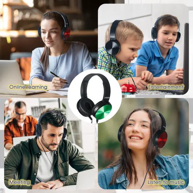 Alt view image 6 of 7 - 10 Pack Kids Headphones Bulk for School Classroom, Over-Ear Headphones Wired School Supplies for Kids Students Teachers, 3.5mm Jack(Multicolor)
