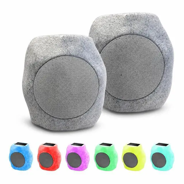 Main image of 2-piece Upgraded Solar Rock Bluetooth Speaker, Waterproof IPX7 TWS Pairing, RGB Color Lighting and USB Charging, Suitable for Courtyard Pool Parties, Outdoor Gardens