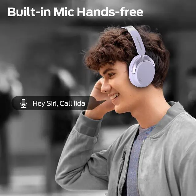Alt view image 6 of 7 - Persona 3rd ANC Wireless Headphones, Noise Cancelling with Bluetooth 5.4, Foldable Lightweight Over Ear Headphones, Clear Calls, 70H Playtime, Dual Device Connection, Comfort Fit, Purple