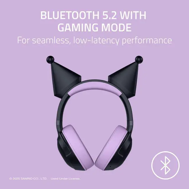 Alt view image 4 of 7 - Kraken Kitty V2 BT Wireless RGB Headset, Kuromi Edition | Chroma RGB Kitty Ears & Earcups, Bluetooth 5.2, 40 mm Drivers, Noise-cancelling Mics, Lightweight, USB-C, 40 Hr Battery