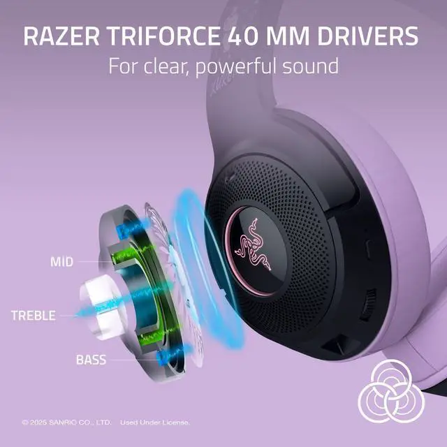 Alt view image 5 of 7 - Kraken Kitty V2 BT Wireless RGB Headset, Kuromi Edition | Chroma RGB Kitty Ears & Earcups, Bluetooth 5.2, 40 mm Drivers, Noise-cancelling Mics, Lightweight, USB-C, 40 Hr Battery