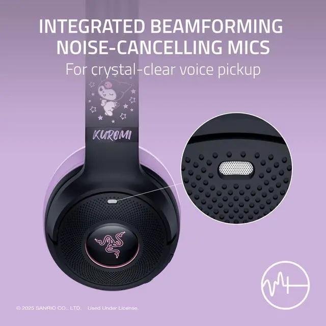 Alt view image 6 of 7 - Kraken Kitty V2 BT Wireless RGB Headset, Kuromi Edition | Chroma RGB Kitty Ears & Earcups, Bluetooth 5.2, 40 mm Drivers, Noise-cancelling Mics, Lightweight, USB-C, 40 Hr Battery