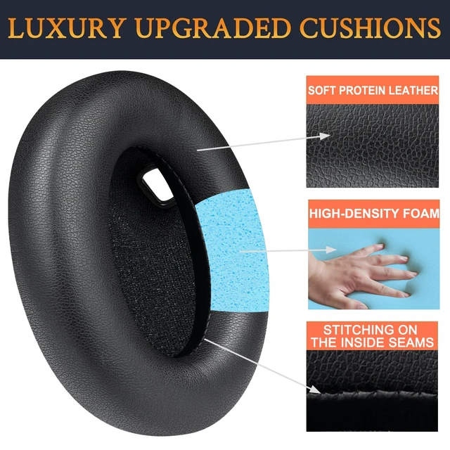 Alt view image 5 of 7 - Earpads for Sony WH-1000XM4 - Black for WH1000XM4 (XM4) Headphones
