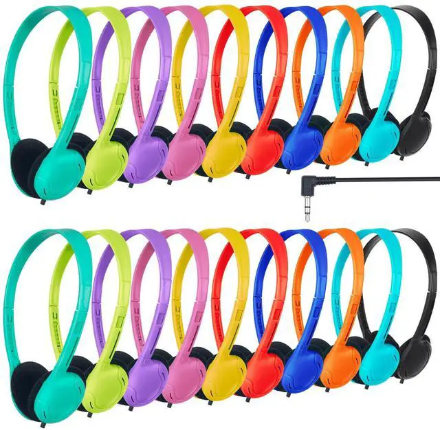 Main image of 30 Pack Class Set Headphones for Students School Classroom | Headphones Bulk Over The Ear Adjustable with 3.5 mm Jack for Library Online Lesson and Testing Office Gifts (Mixed Colors)