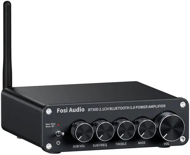 Main image of BT30D Bluetooth 5.0 Stereo Audio Receiver Amplifier 2.1 Channel Mini Hi-Fi Class D Integrated Amp 50 Watt x2+100 Watt for Home Outdoor Passive Speakers/Subwoofer Powered Subwoofer
