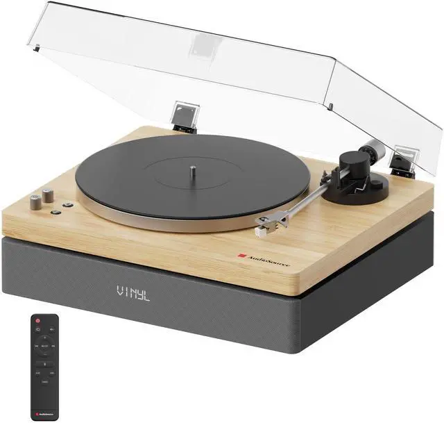 Main image of Vinyl Record Player, 120W All-in-one Turntable with 2.1 Channel Built-in Speaker, Bluetooth 5.4, Built-in Subwoofer, High Fidelity 2-Speed Belt Drive, Patented Isolation System, Natural