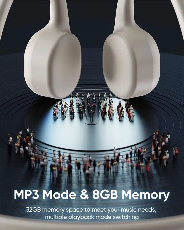 Alt view image 5 of 7 - IP68 Waterproof Swimming Headphones, Bone Conduction Headphones Bluetooth 6.1, Wireless Open Ear Earbuds with MP3 Mode 8GB Memory, Sports Headset with mic for Swimming, Running, Cycling