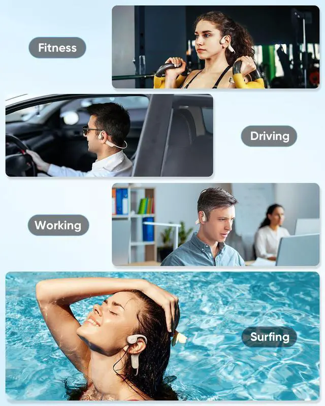 Alt view image 7 of 7 - IP68 Waterproof Swimming Headphones, Bone Conduction Headphones Bluetooth 6.1, Wireless Open Ear Earbuds with MP3 Mode 8GB Memory, Sports Headset with mic for Swimming, Running, Cycling