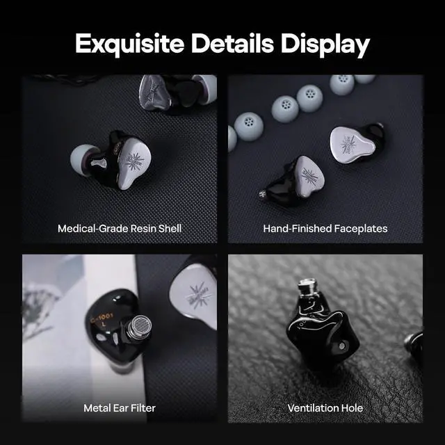 Alt view image 4 of 7 - Kiwi Ears KE4 in Ear Monitor, 2DD+2BA Hybrid Earphone, Gaming Earbuds, HiFi Wired IEM, with Detachable IEM Cable for Musician Audiophile (Silver)