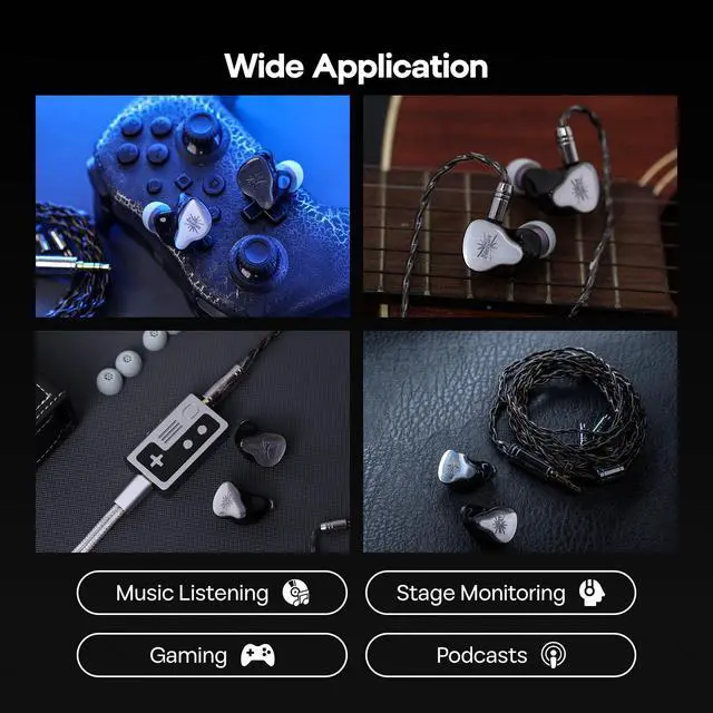 Alt view image 5 of 7 - Kiwi Ears KE4 in Ear Monitor, 2DD+2BA Hybrid Earphone, Gaming Earbuds, HiFi Wired IEM, with Detachable IEM Cable for Musician Audiophile (Silver)