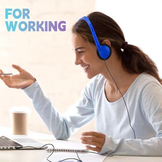 Alt view image 6 of 6 - 32 Pack Headphones Bulk for School Student Classroom Set of Headphones Wire Headset Adjustable with 3.5 mm Jack for Adult (Light Blue,Orange,Blue,Black)