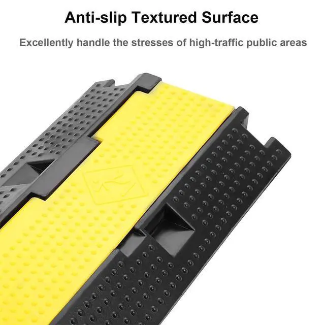 Alt view image 5 of 7 - 3 Pack Dual Channel Rubber Cable Protector Ramp 2 Channel Traffic Speed Bump 11000lbs Capacity Heavy Duty Driveway Hose Cover Ramp Cord Track Protector Wires Concealer w/Flip-Open Top Cover
