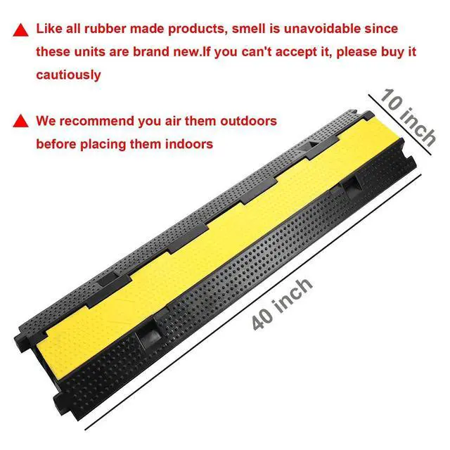 Alt view image 7 of 7 - 3 Pack Dual Channel Rubber Cable Protector Ramp 2 Channel Traffic Speed Bump 11000lbs Capacity Heavy Duty Driveway Hose Cover Ramp Cord Track Protector Wires Concealer w/Flip-Open Top Cover