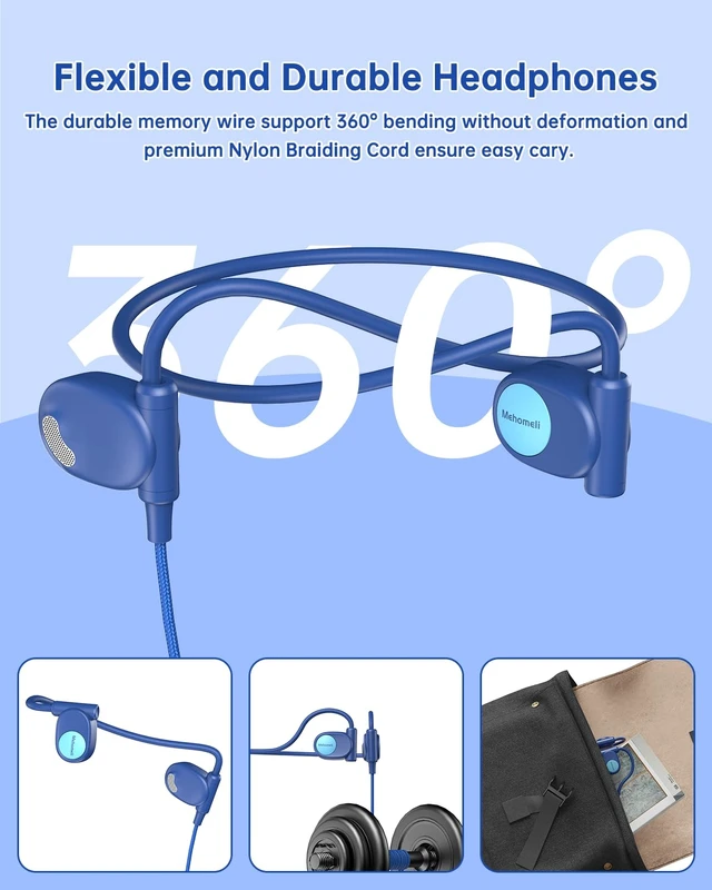 Alt view image 5 of 6 - Kid Headphones, Air Conduction Open Ear Headphones, 3.5mm Jack Ultra-Comfort, Ergonomic and Lightweight Design Perfect for School and Outdoor Activities-Blue