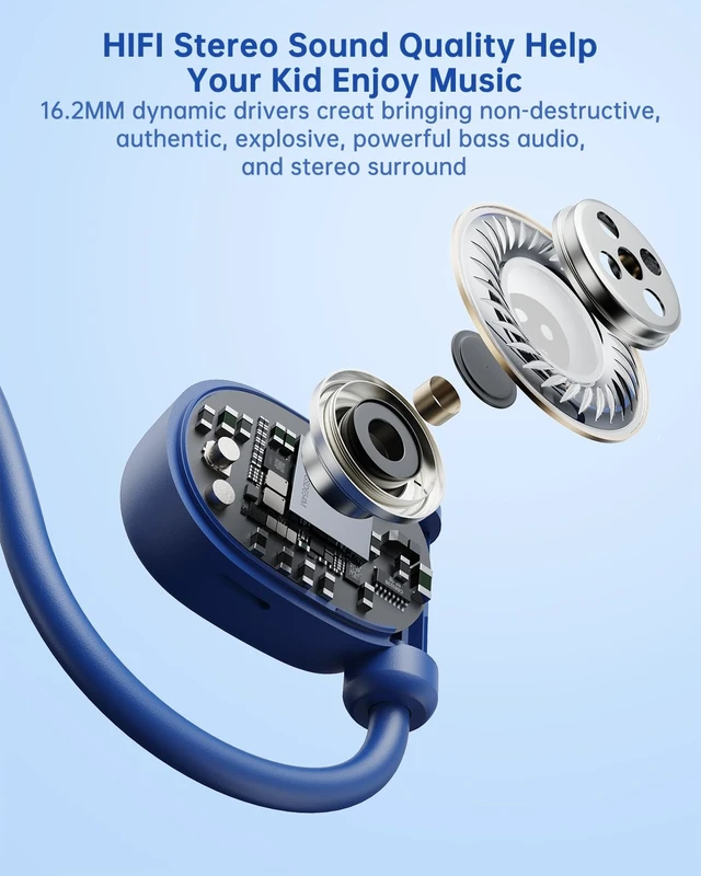 Alt view image 6 of 6 - Kid Headphones, Air Conduction Open Ear Headphones, 3.5mm Jack Ultra-Comfort, Ergonomic and Lightweight Design Perfect for School and Outdoor Activities-Blue