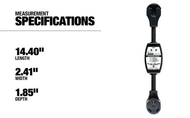 Alt view image 5 of 6 - Surge Protector 120V 30AMP P&R - RV Surge Protector - 30 Amp RV Surge Unit - Circuit Tester - LED Voltage Monitor - Black - Campground Power Safety