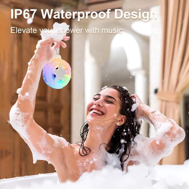 Alt view image 2 of 7 - Shower Speaker Bluetooth Waterproof for Paddle Board Gifts Teen Girls | Portable Wireless Speakers, IP67 Floating, TF Card, Small Outdoor Stuff with LED Light for Beach, Kayak, Gifts for Kids, Men