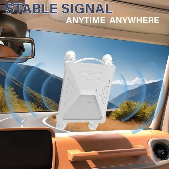Alt view image 2 of 7 - ACOVE Suction Car Cup Mount for Starlink-Mini,2-in-1 Satellite Dish Mounts Protective Silicone Case & Strong Suction Cup Stable Satellite Signal with Hook & Handle for Car Window/RVs/Road Trips,White
