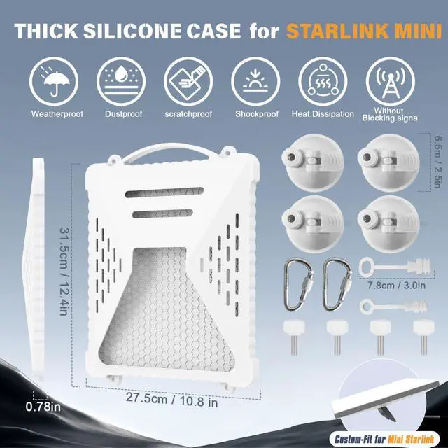 Alt view image 6 of 7 - ACOVE Suction Car Cup Mount for Starlink-Mini,2-in-1 Satellite Dish Mounts Protective Silicone Case & Strong Suction Cup Stable Satellite Signal with Hook & Handle for Car Window/RVs/Road Trips,White