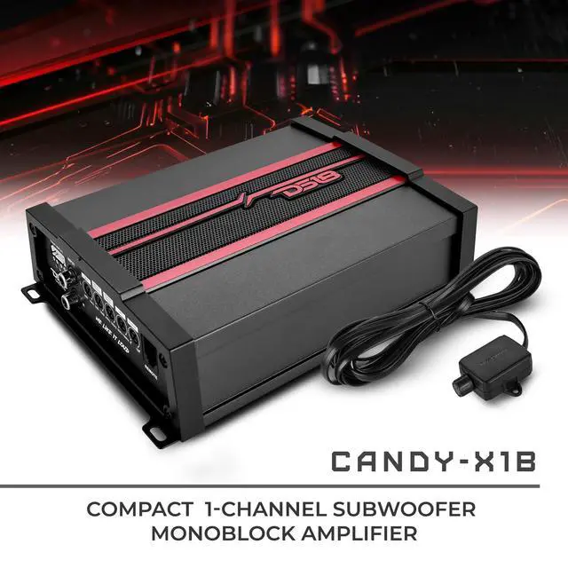 Alt view image 2 of 7 - CANDY-X1B Car Amplifier - Class D, Monoblock, 1800 Watts Max, Digital, 1/2/4 Ohm, with Remote Subwoofer Level Controller - Compact Amplifier for Speakers in Car Audio System