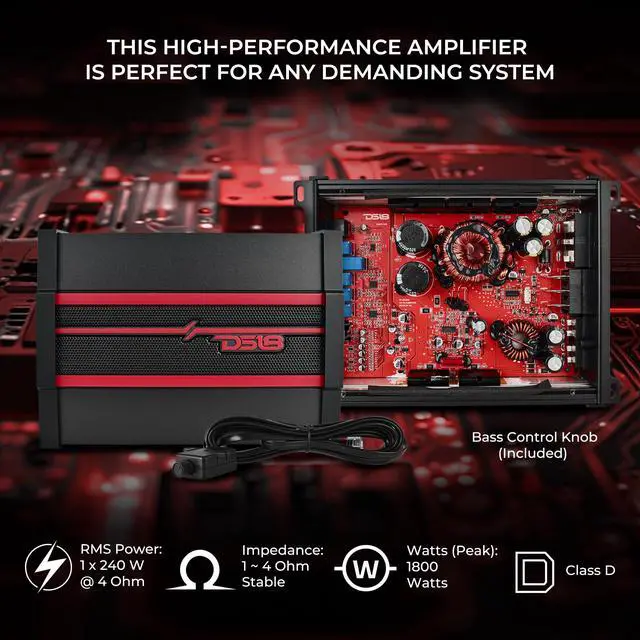 Alt view image 3 of 7 - CANDY-X1B Car Amplifier - Class D, Monoblock, 1800 Watts Max, Digital, 1/2/4 Ohm, with Remote Subwoofer Level Controller - Compact Amplifier for Speakers in Car Audio System