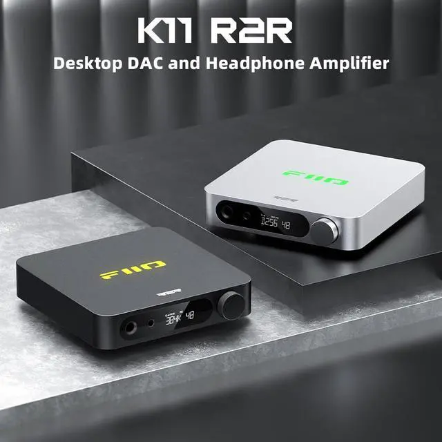 Alt view image 2 of 7 - K11 R2R DAC and Headphone Amplifier for Home Audio or PC, 6.35mm and Balanced 4.4mm, RCA, Coaxial, Optical, 1300mW, 384kHz/24Bit DSD256 (Silver)