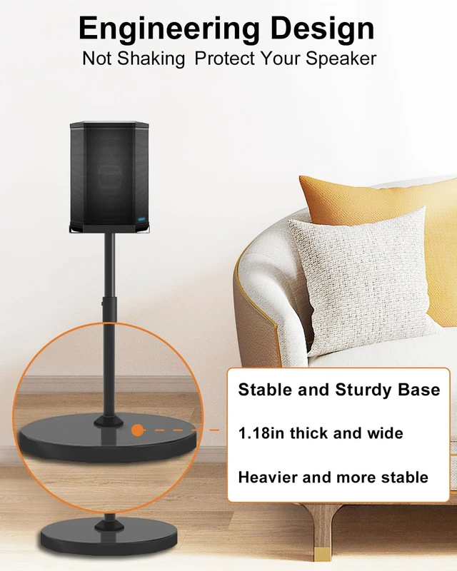 Alt view image 7 of 7 - Height Adjustable Speaker Stand for Bose S1 Pro / S1 Pro Plus Floor Stand, Extends 45" to 54", Holds up to 20LBS, Wireless Studio Monitors Heavy Duty Speakers Stands for Bose, Easy to Install, Black