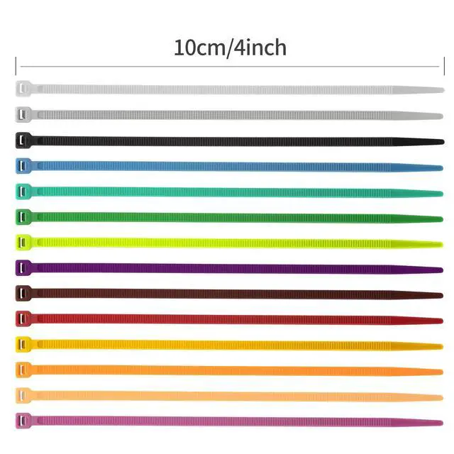 Alt view image 3 of 6 - 1400 PCS Colored Zip Ties 4 Inch, Multicolor Zip Ties, Mix Packed 14 Color Plastic Wire Ties Assortment for Home Office Garden Garage and Workshop
