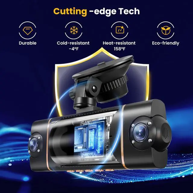 Alt view image 6 of 7 - 4 Channel Dash Cam 360° View Front Rear Inside & Left Right,4K+1080P*3 FHD Car Camera,5G WiFi & APP Control,8 IR Lamps Night Vision, G-Sensor, 24H Parking Mode, with a Free 64GB SD Card