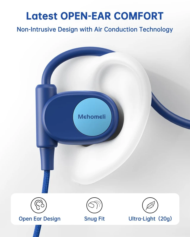 Alt view image 2 of 6 - Kid Headphones, Air Conduction Open Ear Headphones, 3.5mm Jack Ultra-Comfort, Ergonomic and Lightweight Design Perfect for School and Outdoor Activities-Blue