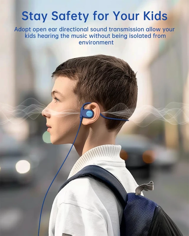 Alt view image 4 of 6 - Kid Headphones, Air Conduction Open Ear Headphones, 3.5mm Jack Ultra-Comfort, Ergonomic and Lightweight Design Perfect for School and Outdoor Activities-Blue