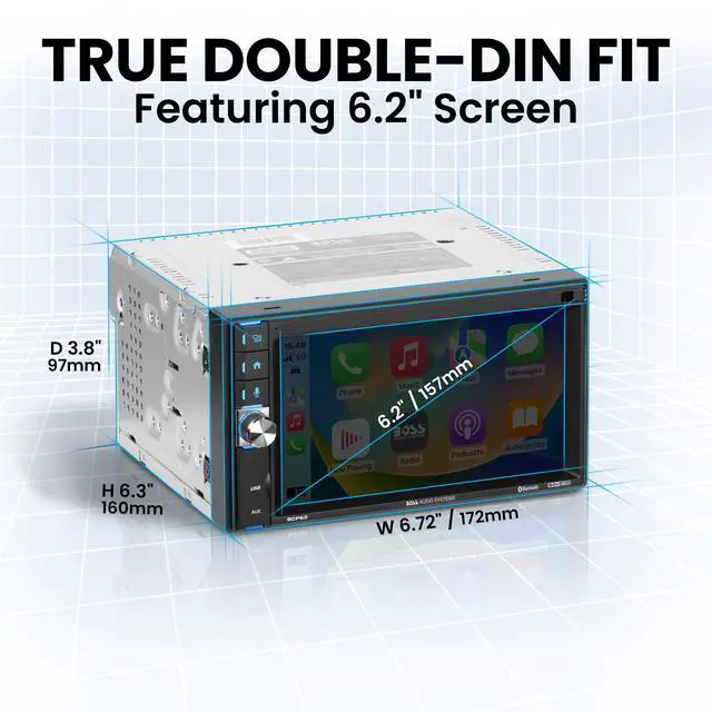 Alt view image 3 of 6 - BCP62-RC Car Stereo, CarPlay, Double DIN, Backup Cam