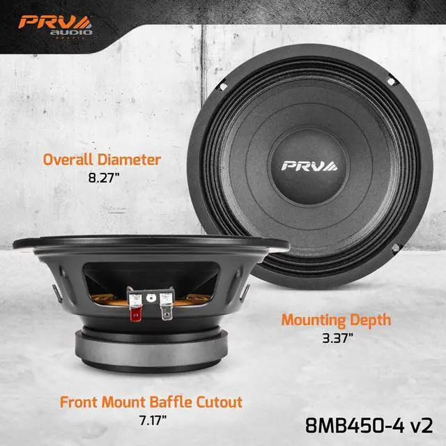 Alt view image 4 of 7 - 8MB450-4 v2 8" Mid Bass Speaker 4 Ohm Pro Audio Speaker 93.5dB 450 Watts 2" Voice Coil (Single)