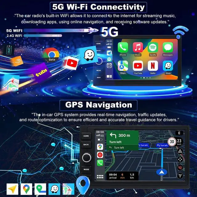 Alt view image 4 of 7 - Upgrade Car Radio for Honda Accord 1990-2002, Wireless Carplay Android Auto Stereo Civic 1999-2000, CRV 1997-2006, Element 2003-2011, Odyssey 1998-2004 Touchscreen Head Unit with Bluetooth Camera FM