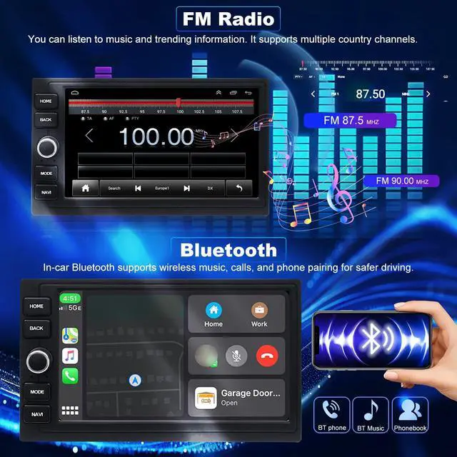 Alt view image 5 of 7 - Upgrade Car Radio for Honda Accord 1990-2002, Wireless Carplay Android Auto Stereo Civic 1999-2000, CRV 1997-2006, Element 2003-2011, Odyssey 1998-2004 Touchscreen Head Unit with Bluetooth Camera FM
