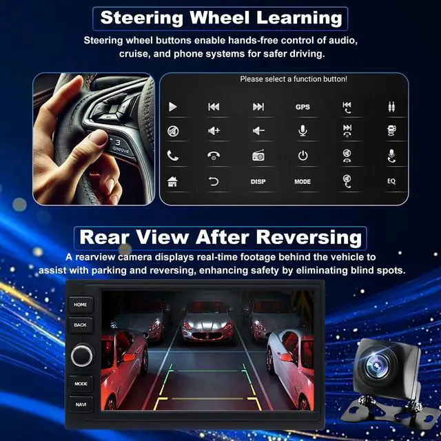 Alt view image 6 of 7 - Upgrade Car Radio for Honda Accord 1990-2002, Wireless Carplay Android Auto Stereo Civic 1999-2000, CRV 1997-2006, Element 2003-2011, Odyssey 1998-2004 Touchscreen Head Unit with Bluetooth Camera FM