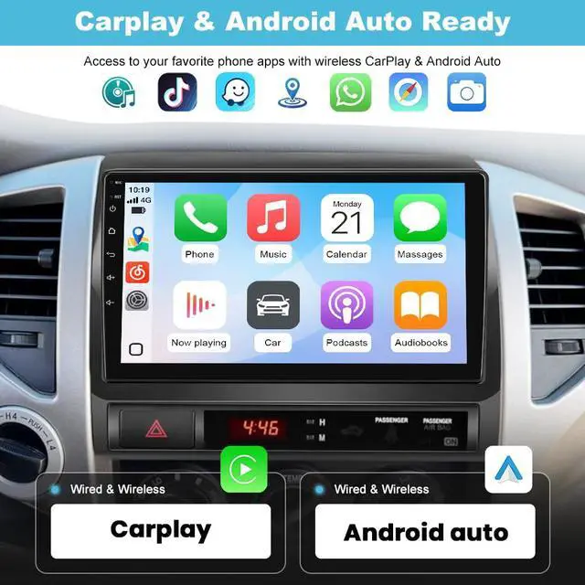 Alt view image 3 of 7 - 5G WiFi Android Car Stereo for Toyota Tacoma 2005-2015 | 9" Touch Screen Tacoma Radio Upgrade with Wireless CarPlay Android Auto AM FM DSP HD Backup Camera